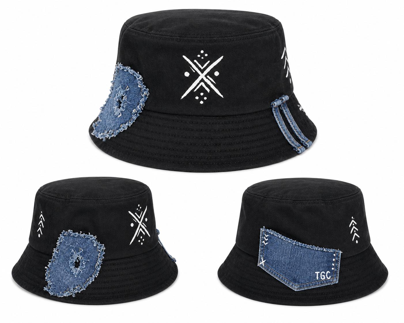 Frayed crown bucket hat