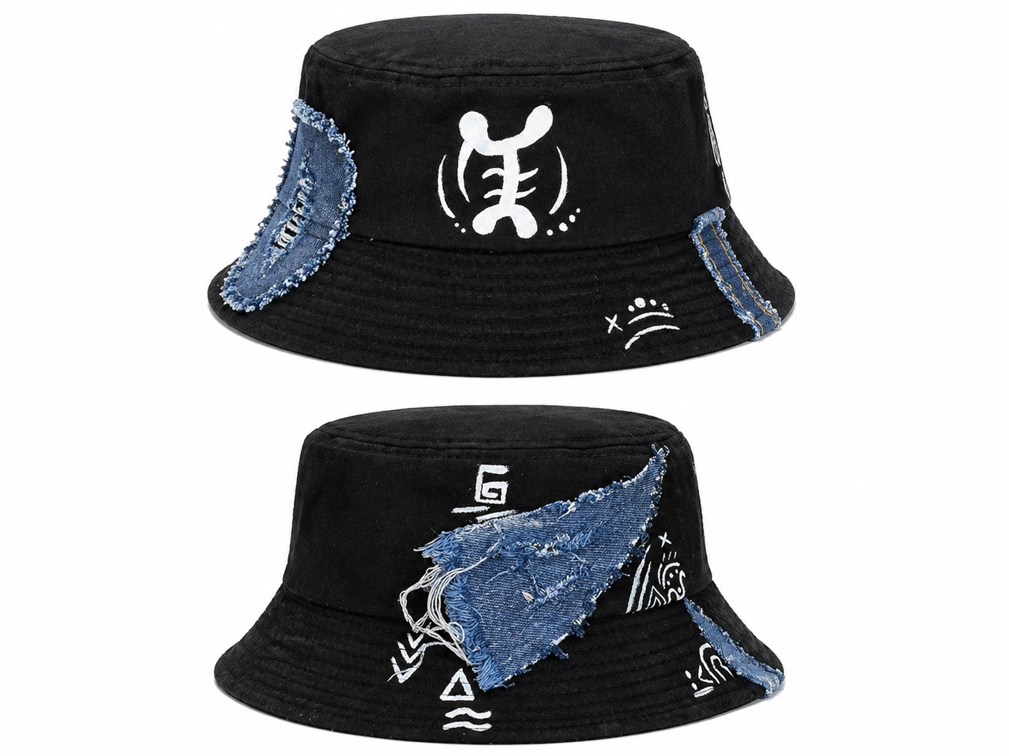Frayed crown bucket hat