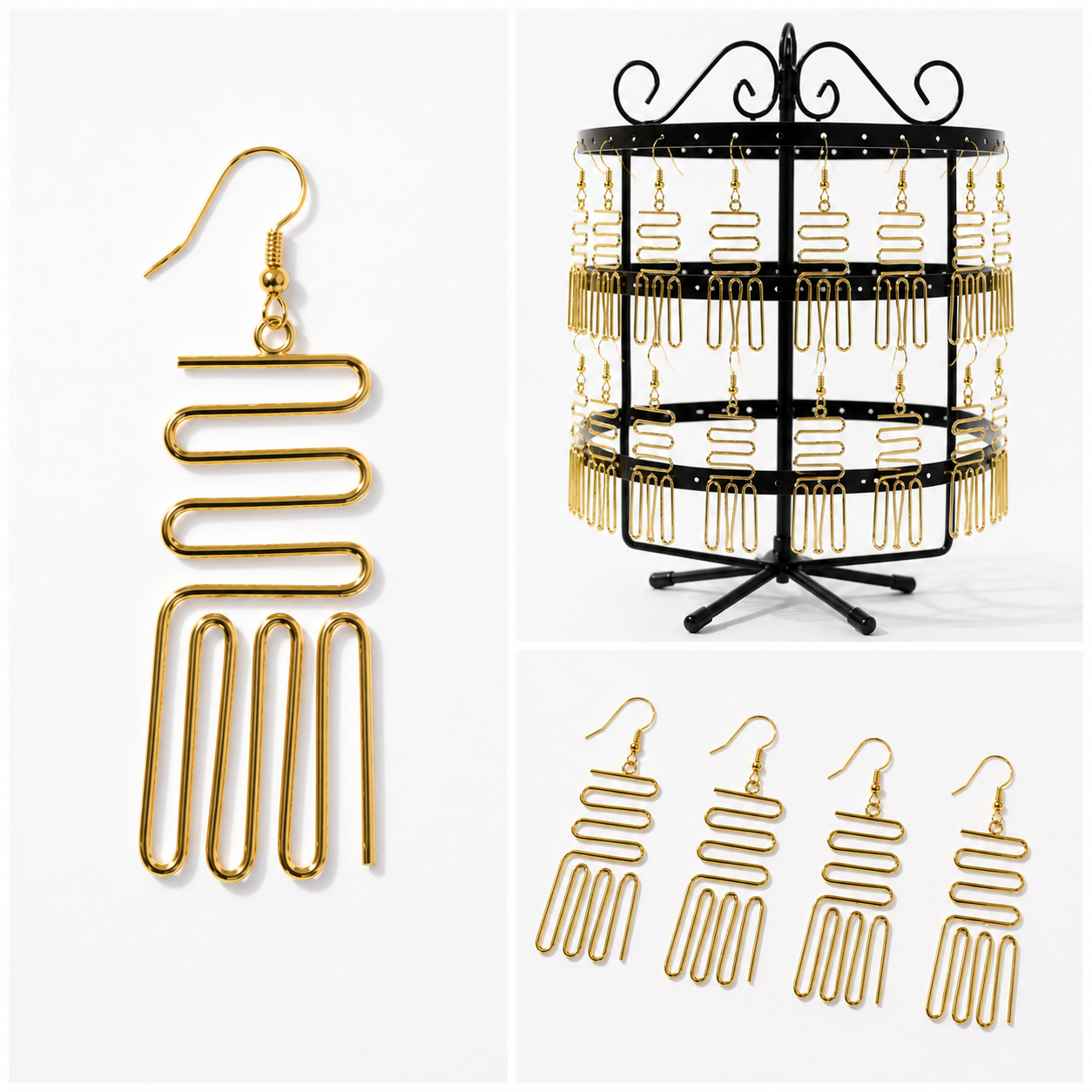 Abstract Gold Waves earrings
