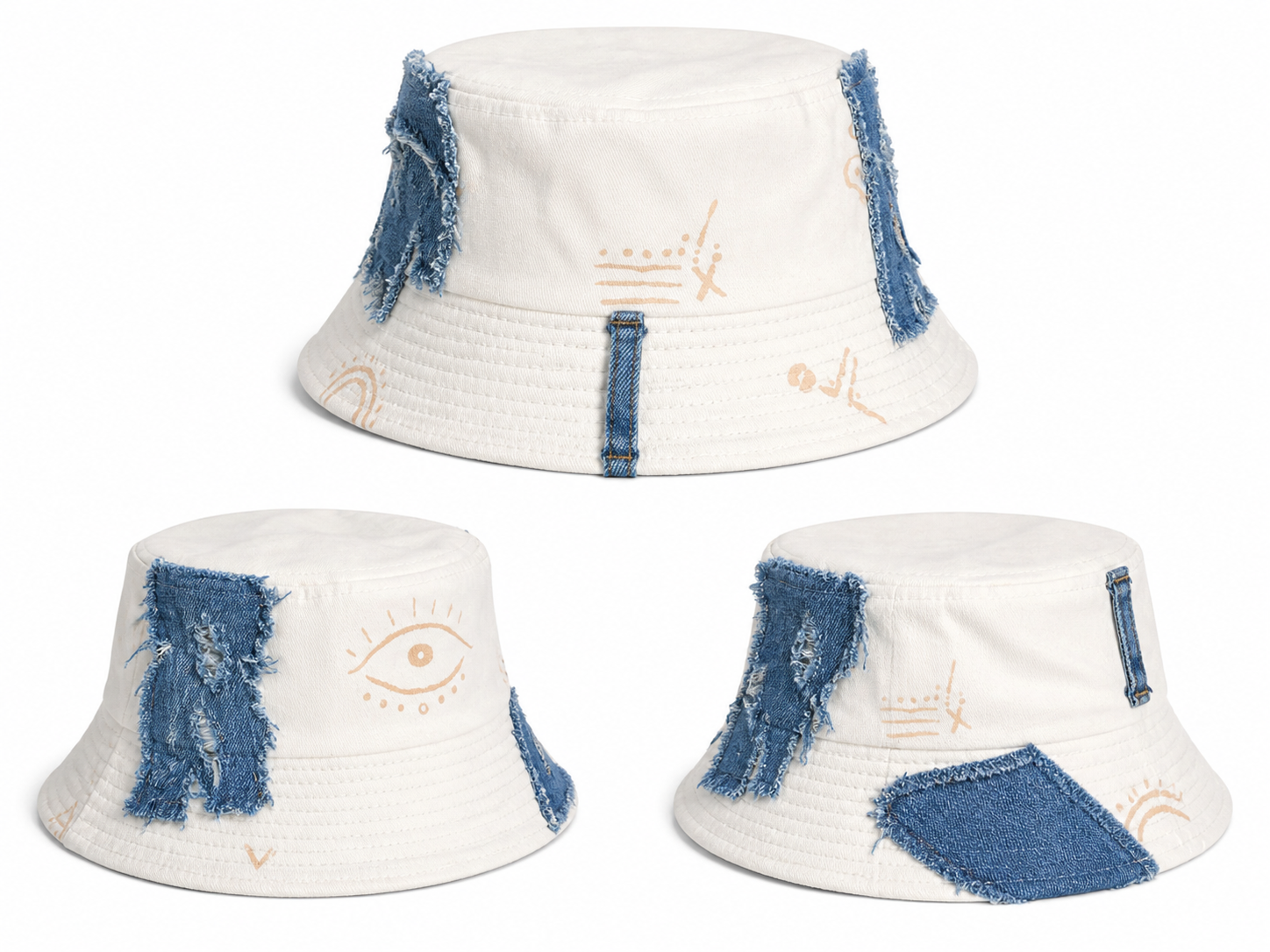 Frayed crown bucket hat