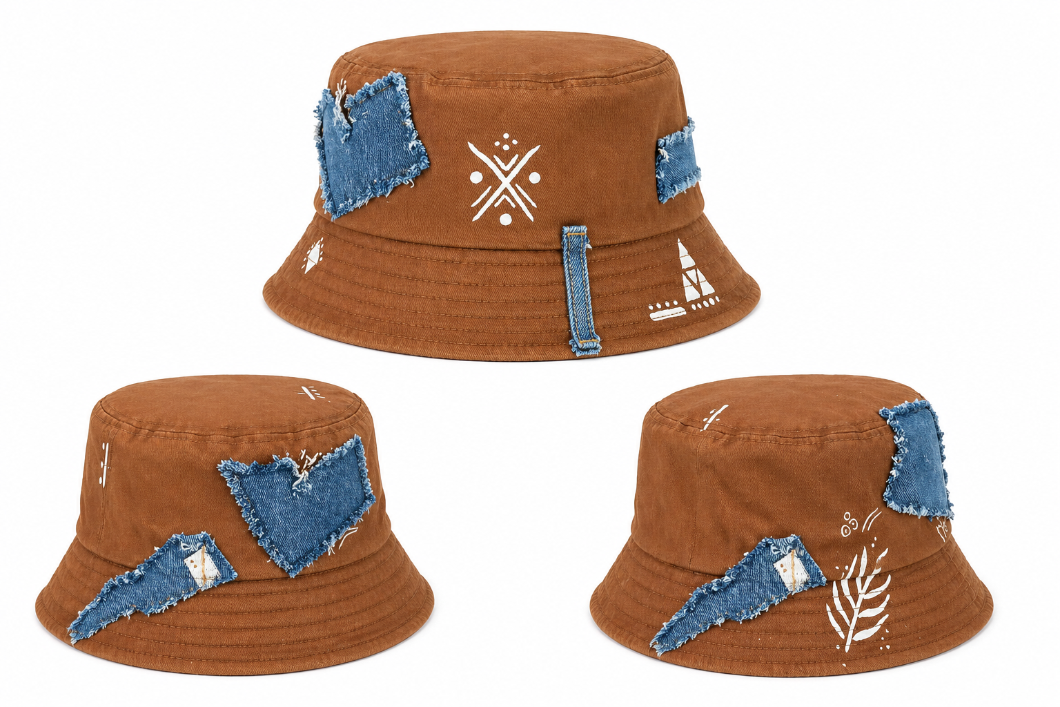 Frayed crown bucket hat